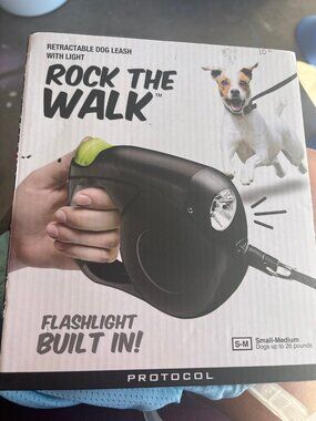 Retractable Dog Leash with Flashlight - Rock The Walk, New